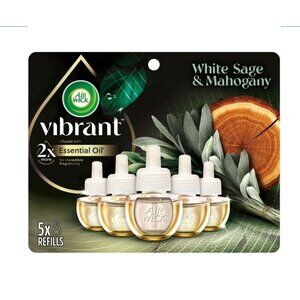 Air Wick Vibrant White Sage & Mahogany Essential Oil Refills 5 Pack 0.67oz Each